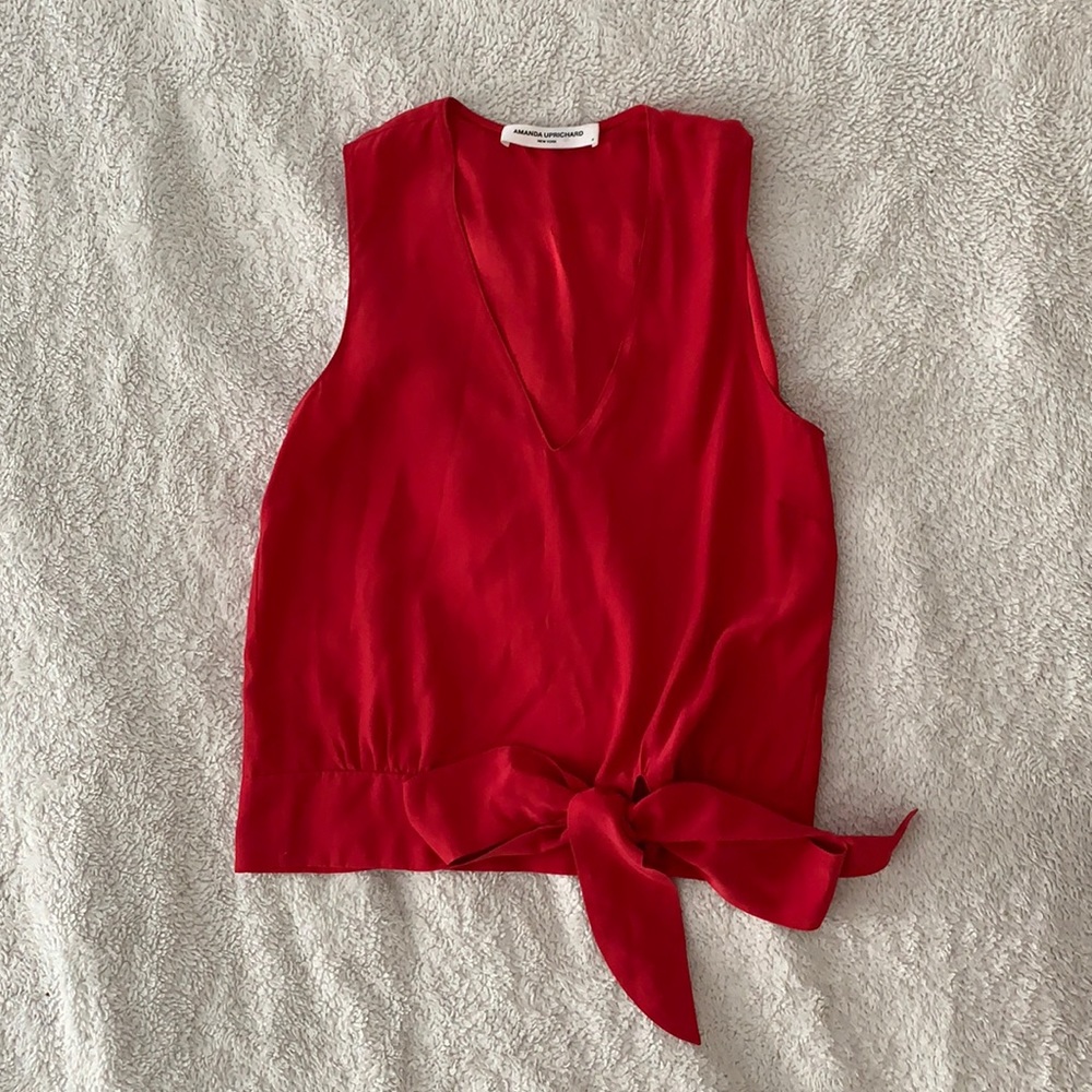 Amanda Uprichard | Silk Tie Front Tank